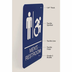 Headline Sign 6 x 9 Men's Restroom ADA Sign - Blue Face/White Graphics