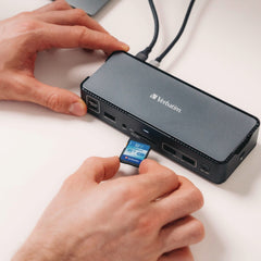 Verbatim 15-in-1 Audio/DisplayPort/HDMI/Micro SD/RJ45/SD/USB-A/USB-C Pro Docking Station - Gray