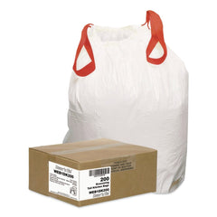 Draw 'n Tie 13 Gallon 0.9 Mil 24.5 in. x 27.38 in. Heavy-Duty Trash Bags - White (200/Box)