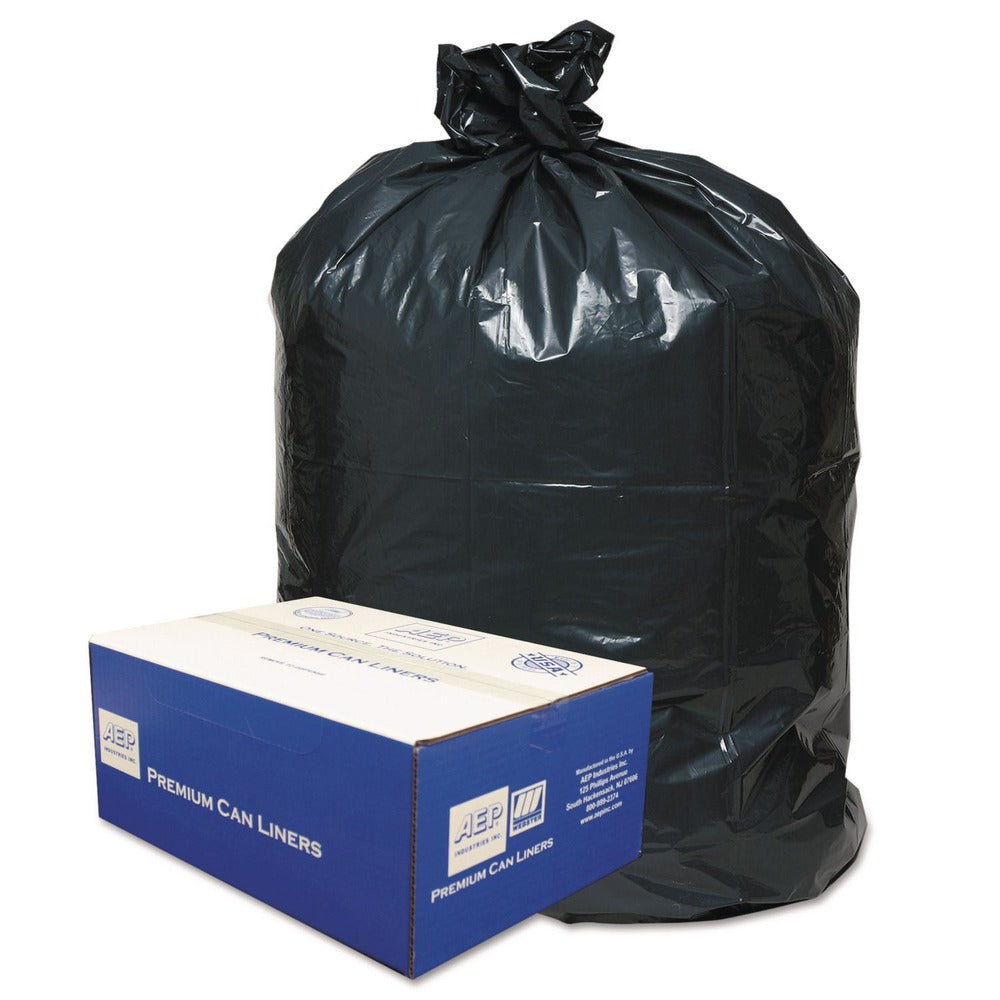 Classic 45 Gallon 0.63 mil 40 in. x 46 in. Linear Low-Density Can Liners - Black (250/Carton)