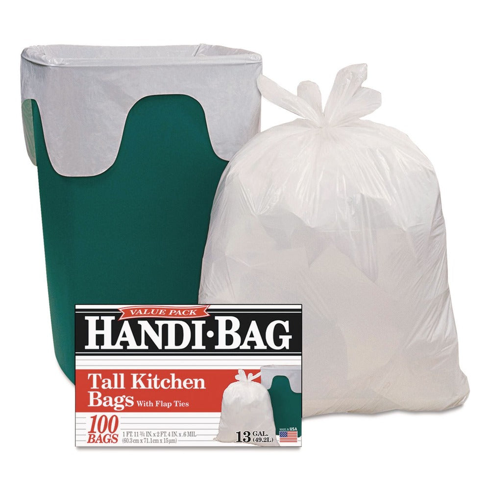 Handi-Bag 23.75 in. x 28 in. 13-Gallon 0.6 mil. Super Value Pack Can Liners - White (600/Carton)