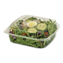 World Centric 8.3 in. x 8.6 in. x 3.1 in. 46 oz. PLA Plastic Hinged Clamshells - Clear (300/Carton)