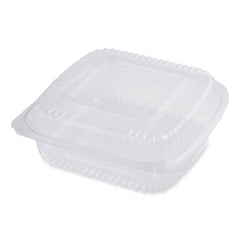 World Centric 8.3 in. x 8.6 in. x 3.1 in. 46 oz. PLA Plastic Hinged Clamshells - Clear (300/Carton)
