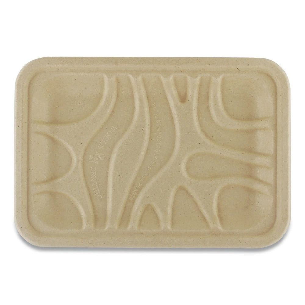 World Centric TRSC2SLLF 8.2 in. x 5.7 in. x 0.7 in. PLA Lined PFAS-Free Paper Fiber Trays - Natural (500/Carton)