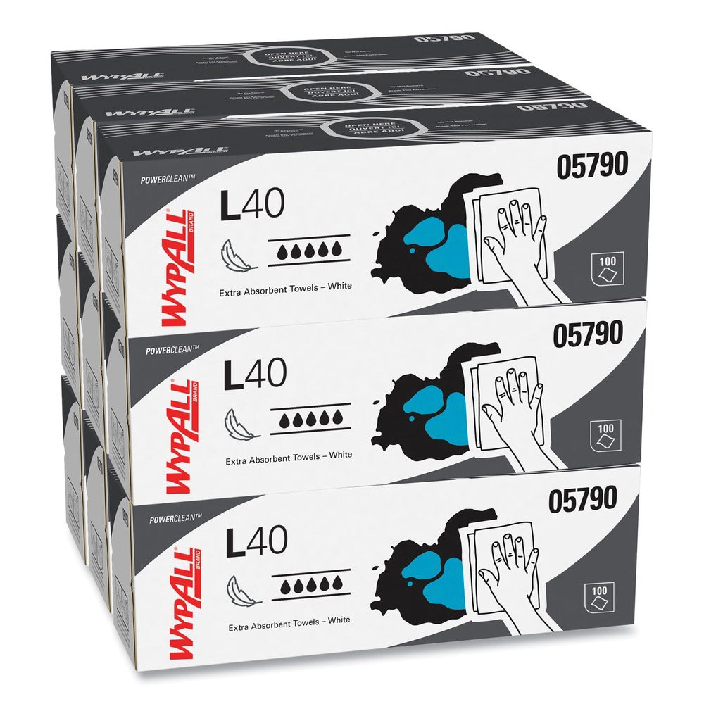 WypAll L40 POP-UP Box 16.4 in. x 9.8 in. Towels - White (100/Box, 9 Boxes/Carton)