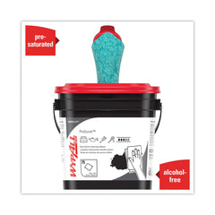 WypAll Power Clean ProScrub 9.5 in. x 12 in. Pre-Saturated Wipes - Citrus Scent, Green (75/Bucket)