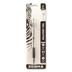 Zebra F-301 Ballpoint Pen, Retractable, Fine 0.7 mm, Black Ink, Stainless Steel/Black Barrel