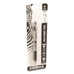 Zebra F-301 Ballpoint Pen, Retractable, Fine 0.7 mm, Black Ink, Stainless Steel/Black Barrel