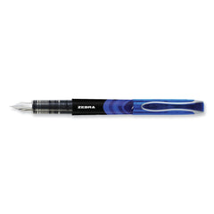 Zebra Fine 0.6 mm Fountain Pen - Blue Ink, Black/Blue Barrel (1 Dozen)