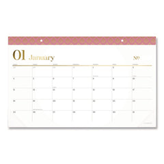 AT-A-GLANCE 17.75 in. x 11 in. 12-Month (Jan-Dec 2026) Workstyle Compact Deskpad - White Sheets/Pink Headband/Clear Corners