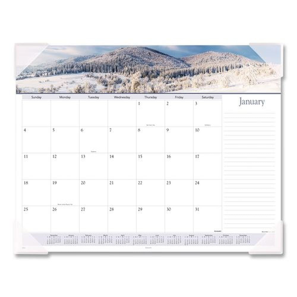 AT-A-GLANCE 12-Month: Jan 2026 to Dec 2026 22 in. x 17 in. Landscape Photography Panoramic Desk Pad - White Sheets, Clear Corners