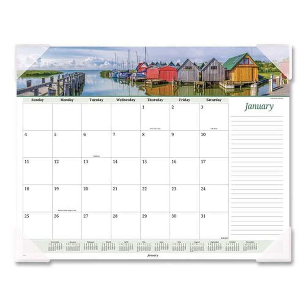 AT-A-GLANCE 12-Month: Jan 2026 to Dec 2026 22 in. x 17 in. Seascape Panoramic Desk Pad - White Sheets, Clear Corners