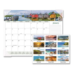 AT-A-GLANCE 12-Month: Jan 2026 to Dec 2026 22 in. x 17 in. Seascape Panoramic Desk Pad - White Sheets, Clear Corners