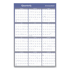 AT-A-GLANCE 12-Month: Jan 2026 to Dec 2026 24 in. x 36 in. Vertical/Horizontal Erasable Quarterly/Monthly Wall Planner - White/Blue Sheets