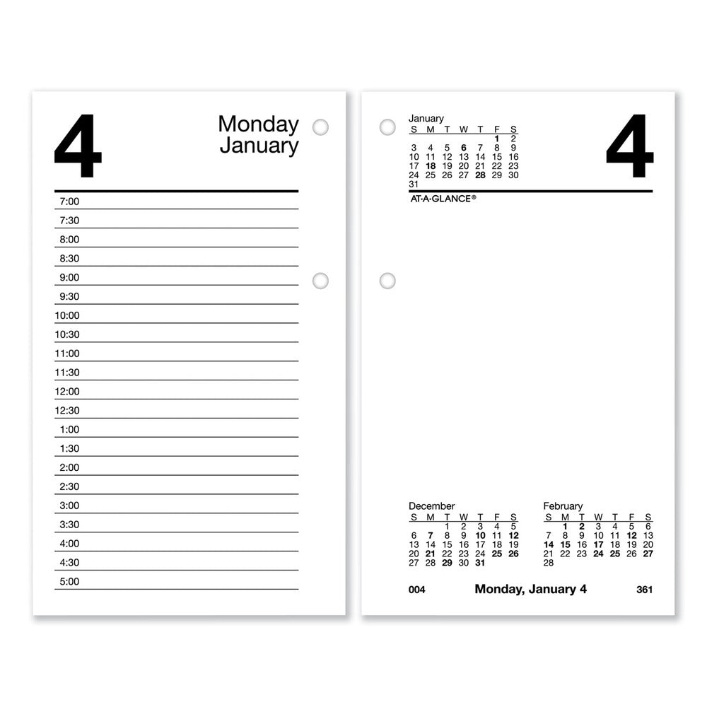AT-A-GLANCE 12-Month: Jan 2026 to Dec 2026 3.5 in. x 6 in. Desk Calendar Recycled Refill - White Sheets