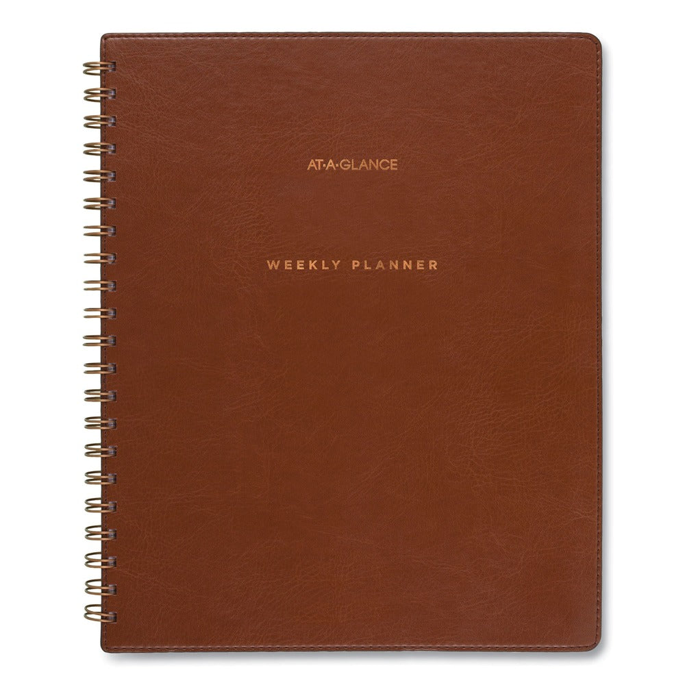AT-A-GLANCE 13-Month: Jul 2024 to Jul 2025 11.5 in. x 8 in. Signature Collection Academic Weekly/Monthly Planners - Distressed Brown Cover