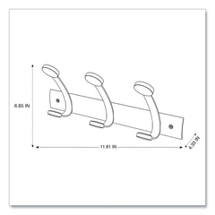 Alba 45 lb Capacity 3-Peg Wooden Coat Hook Wall Rack - Brown/Silver