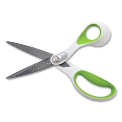 Westcott 8 in. Long 3.25 in. Cut Length CarboTitanium Bonded Scissors - Straight White/Green Handle