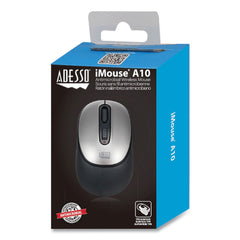 Adesso 2.4 GHz Frequency 30 ft. Wireless Range iMouse Antimicrobial Wireless Mouse - Black/Silver