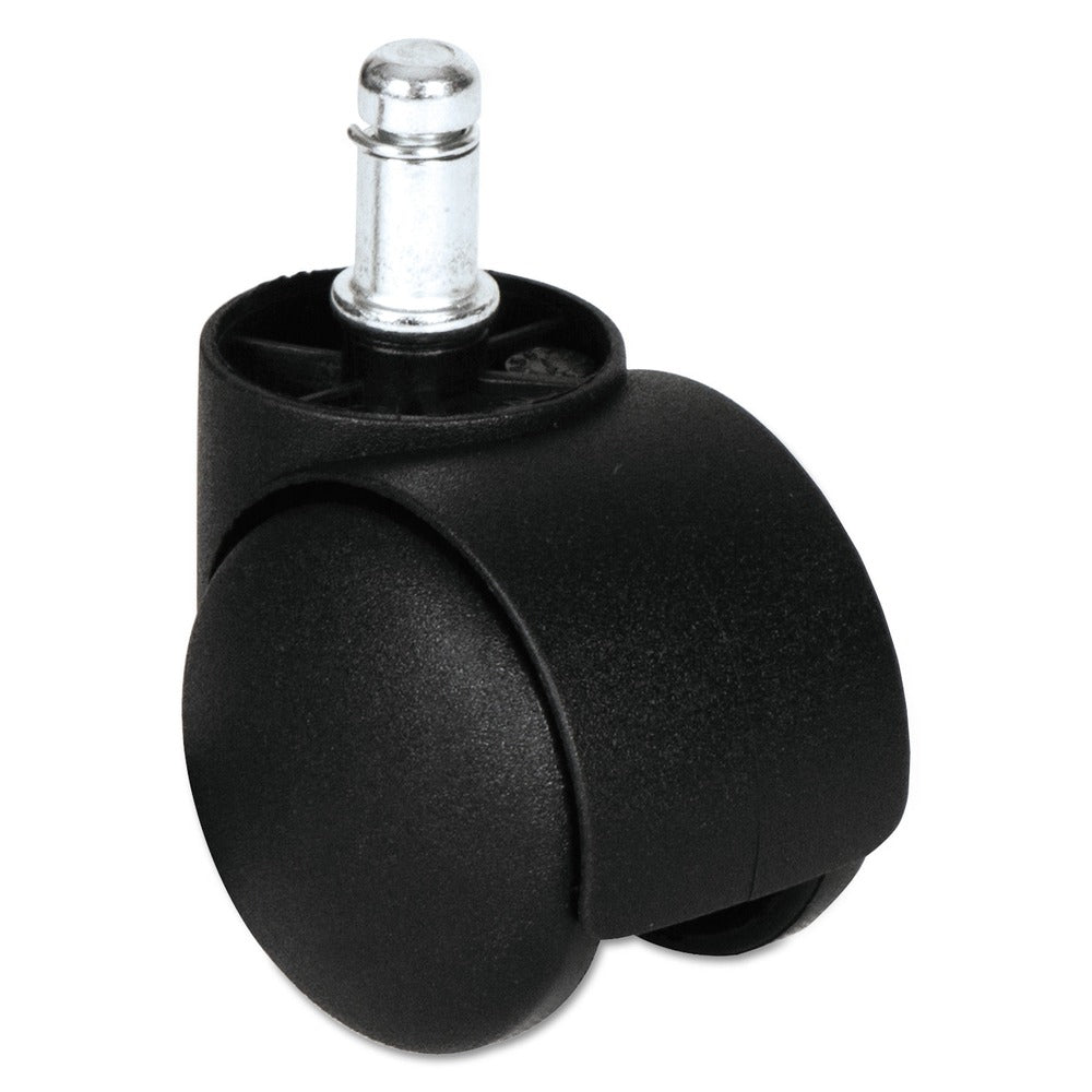 Alera 1.5 in. Hard Nylon Wheel Dual Wheel Hooded Casters Grip Ring Type B Stem - Matte Black (5/Set)