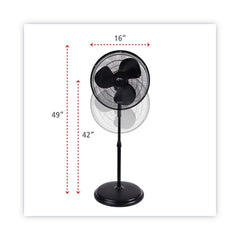 Alera 120V 0.37 Amp 3-Speed 16 in. Pedestal Stand Fan - Black