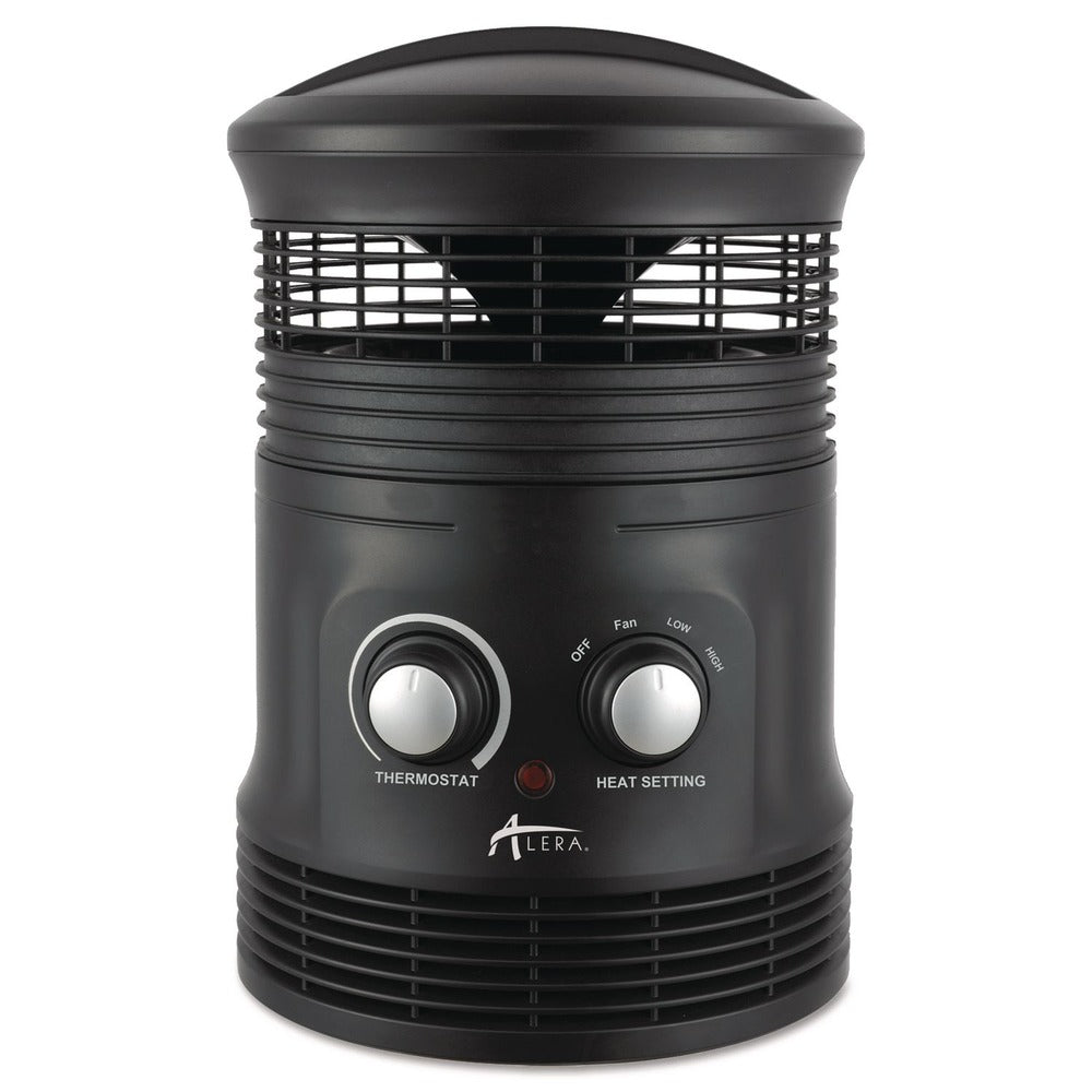 Alera 750W 8 in. x 8 in. x 12 in. 360-Degree Circular Fan Forced Heater - Black