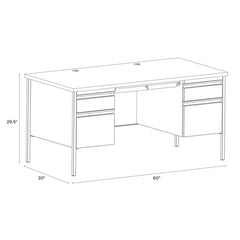 Alera 60 in. x 30 in. x 29.5 in. Double Pedestal Steel Desk - Mahogany/Charcoal/Charcoal Legs