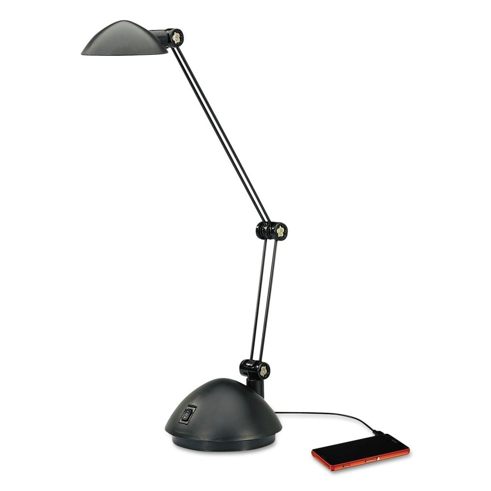 Alera 11.88 in. W x 5.13 in. D x 18.5 in. H Twin-Arm Task LED Lamp with USB Port - Black