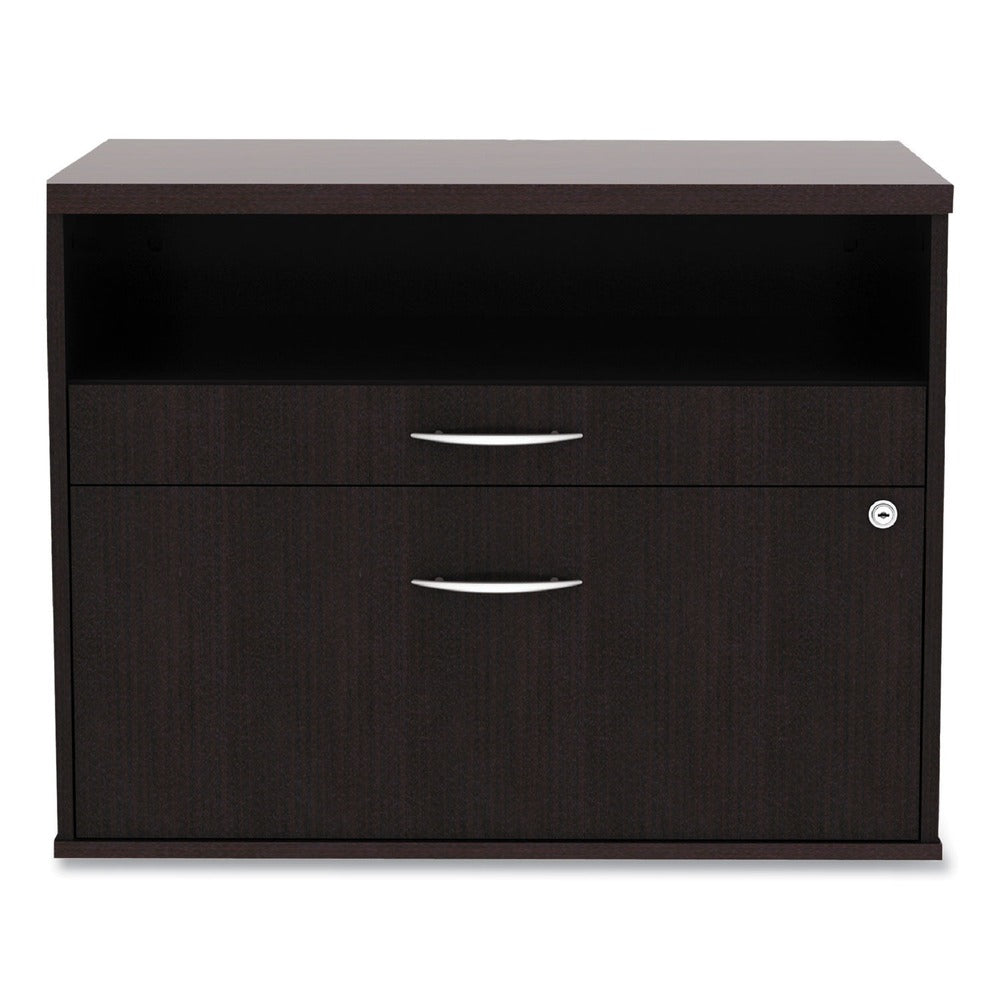 Alera Open Office Desk Series 29.5 x 19.13 x 22.88 Legal/Letter Low File 2-Drawer Cabinet Credenza - Espresso