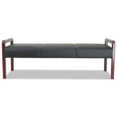 Alera Reception Lounge WL Series 65.75 in. x 22.25 in. x 22.88 in. 3-Seat Bench - Black Seat, Mahogany Base