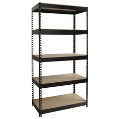 Alera 36 in. x 18 in. x 72 in. 5-Shelf Steel Shelving Unit with Particleboard Shelves - Black