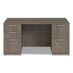 Alera 60 in. x 30 in. x 29 in. Seville Series Double Pedestal Desk - Walnut