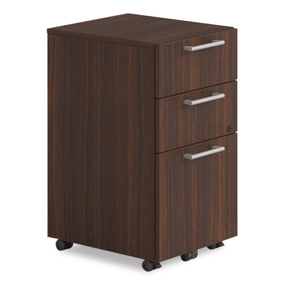 Alera 15 in. x 18 in. x 27 in. Seville Series 3-Drawer Legal File Mobile Pedestal - Mahogany