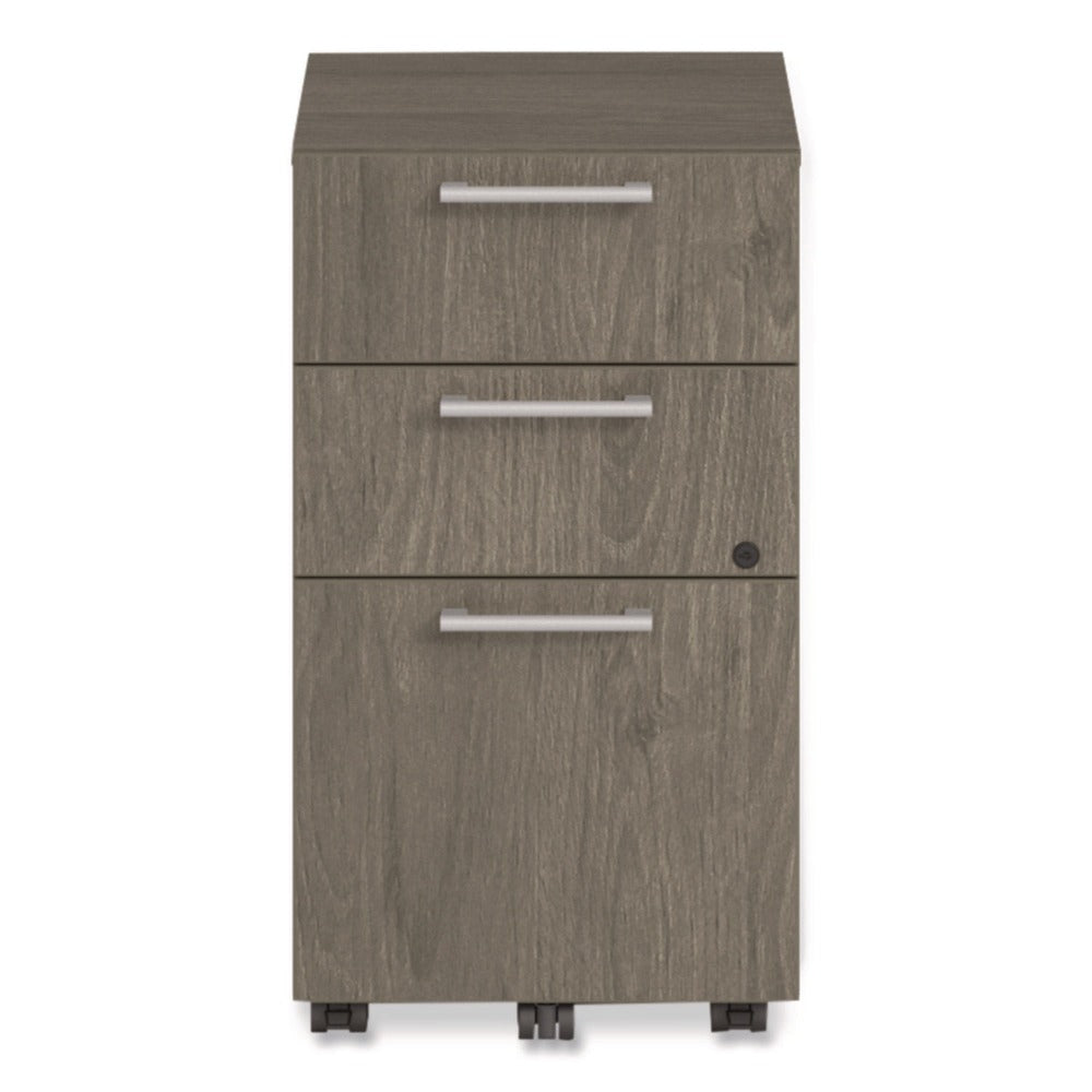 Alera 15 in. x 18 in. x 27 in. Seville Series 3-Drawer Legal File Mobile Pedestal - Walnut
