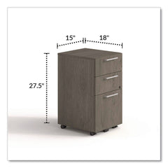 Alera 15 in. x 18 in. x 27 in. Seville Series 3-Drawer Legal File Mobile Pedestal - Walnut