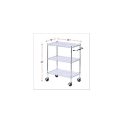 Alera 34.21 in. x 18 in. x 40 in. 600 lbs. Capacity 3-Shelf Wire Cart with Liners - Silver