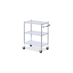 Alera 34.21 in. x 18 in. x 40 in. 600 lbs. Capacity 3-Shelf Wire Cart with Liners - Silver