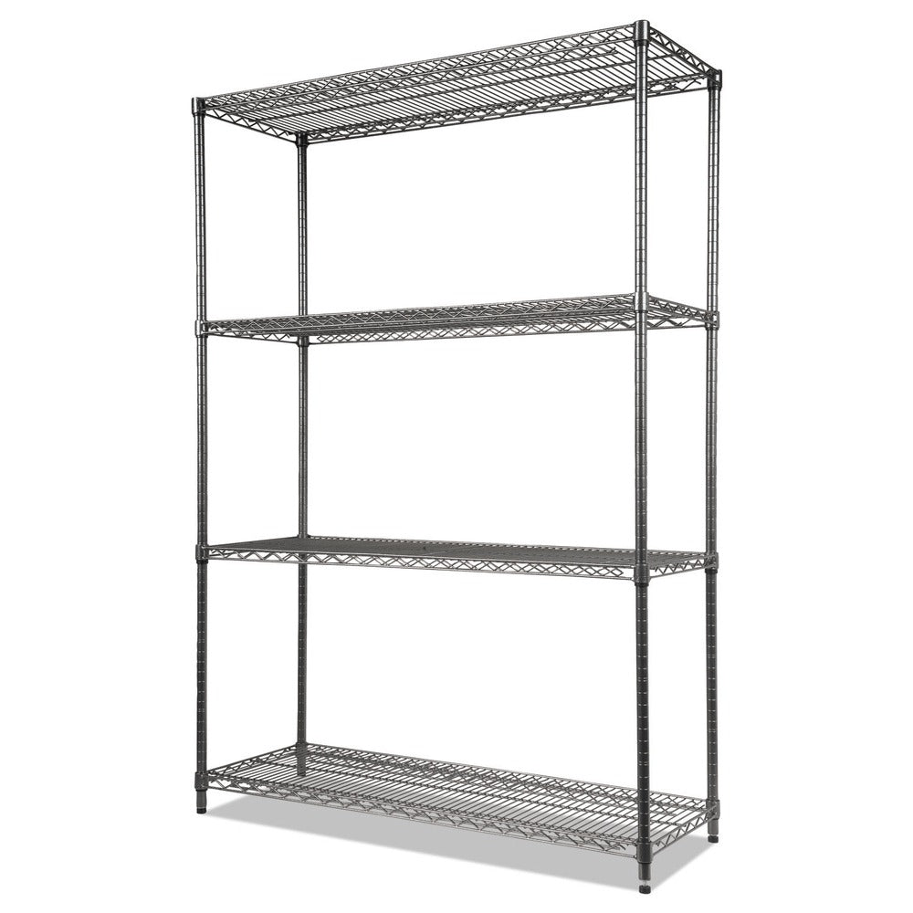 Alera 48 in. x 18 in. x 72 in. Four-Shelf Wire Shelving Starter Kit - Black Anthracite