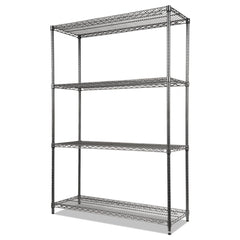 Alera 48 in. x 18 in. x 72 in. Four-Shelf Wire Shelving Starter Kit - Black Anthracite