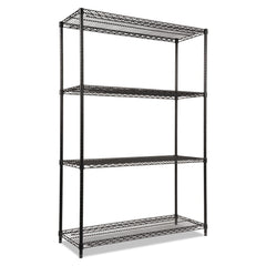 Alera NSF Certified Industrial 48 in. x 18 in. x 72 in. 4-Shelf Wire Shelving Starter Kit - Black