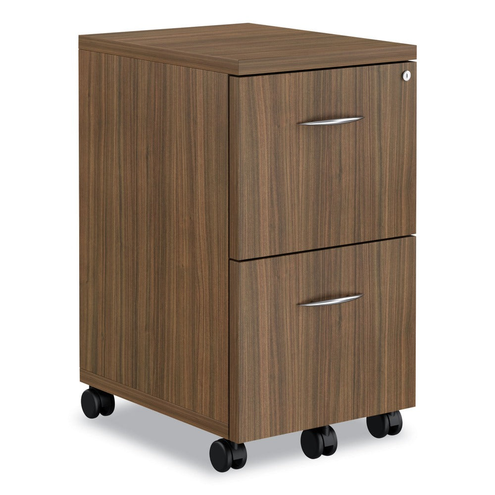 Alera 15.38 in. x 20 in. x 26.63 in. Valencia Series 2-Drawer Mobile Pedestal - Walnut
