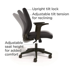 Alera 17.13 in. to 20.83 in. Seat Height Supports Up to 275 lbs. Wessex Ergonomic Fabric Task Chair - Black