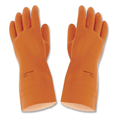 Ansell Alphatech 87-208 Heavyweight Gloves - Large, Orange (144 Pairs/Carton)