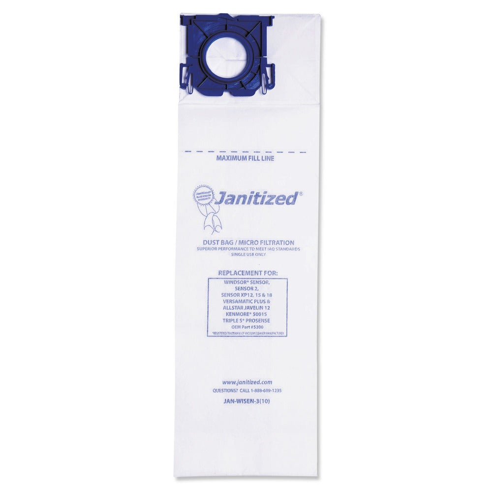 Janitized Vacuum Filter Bags Designed to Fit Windsor Sensor S/S2/XP/Versamatic Plus (100/Carton)