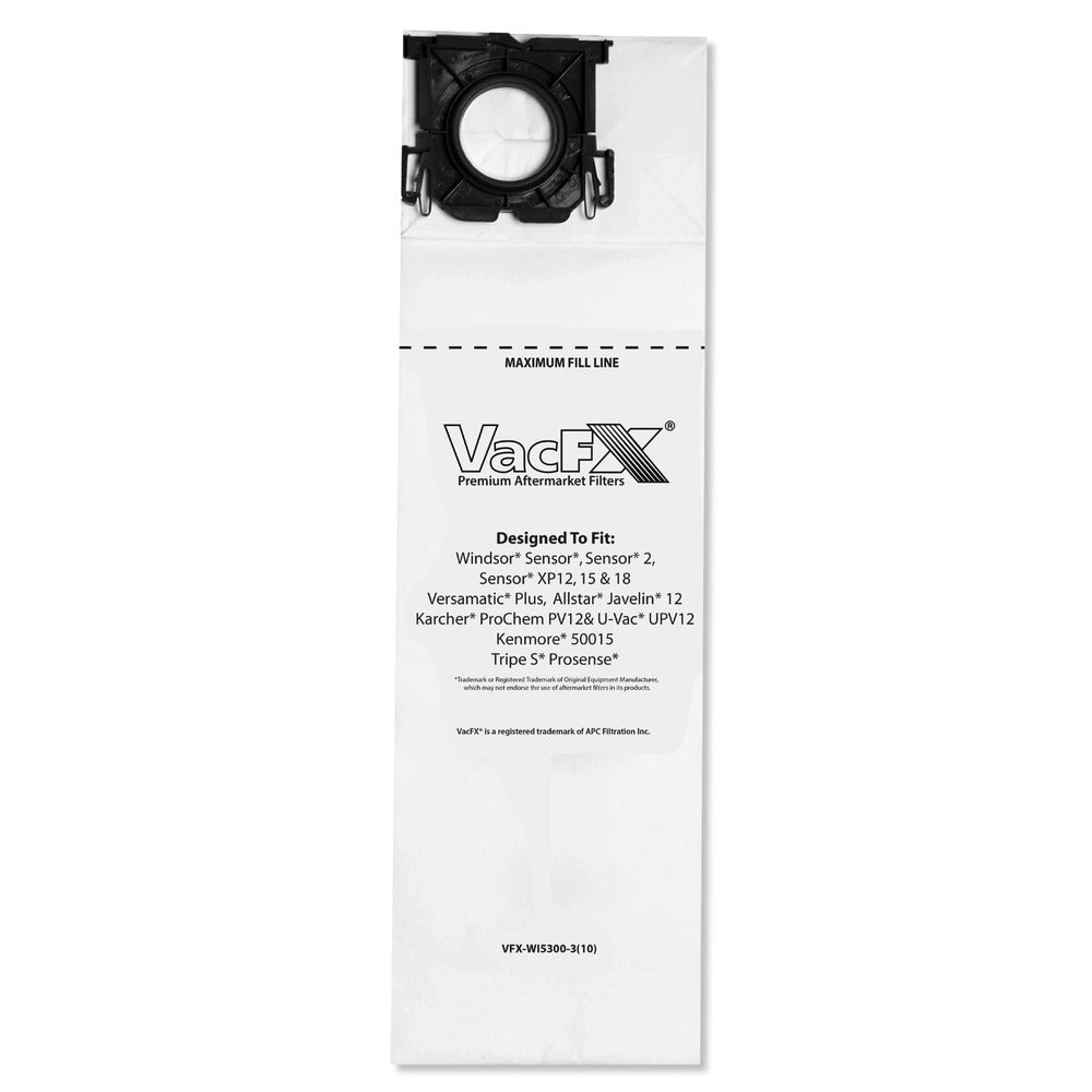 VacFX Vacuum Filter Bags Designed to Fit Allstar Javelin 12 in. Series/Windsor Sensor S/S2/XP/Veramatic Plus (100/Carton)