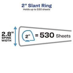 Avery 3 Slant Rings 2 in. Capacity 11 in. x 8.5 in. Heavy-Duty Non Stick View Binder with DuraHinge - White