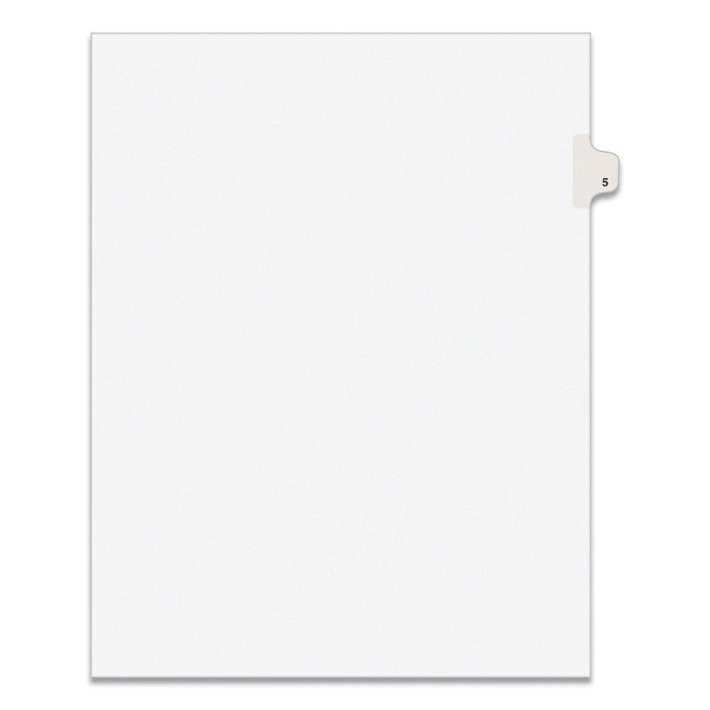 Avery 11 x 8.5 Avery Style Preprinted Legal Exhibit Side 10-Tab Index Dividers - White (25/Pack)