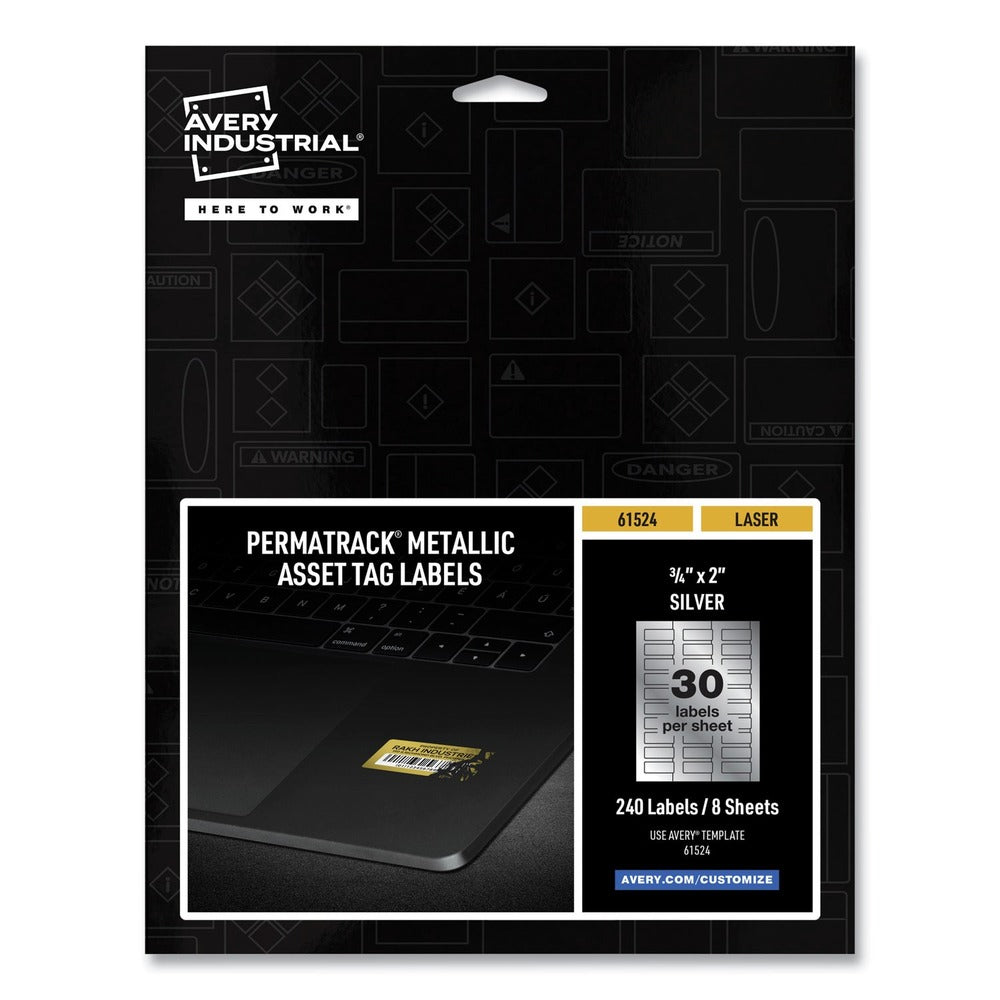 Avery PermaTrack 0.75 in. x 2 in. Laser Printers Asset Tag Labels - Metallic Silver (240/Pack)