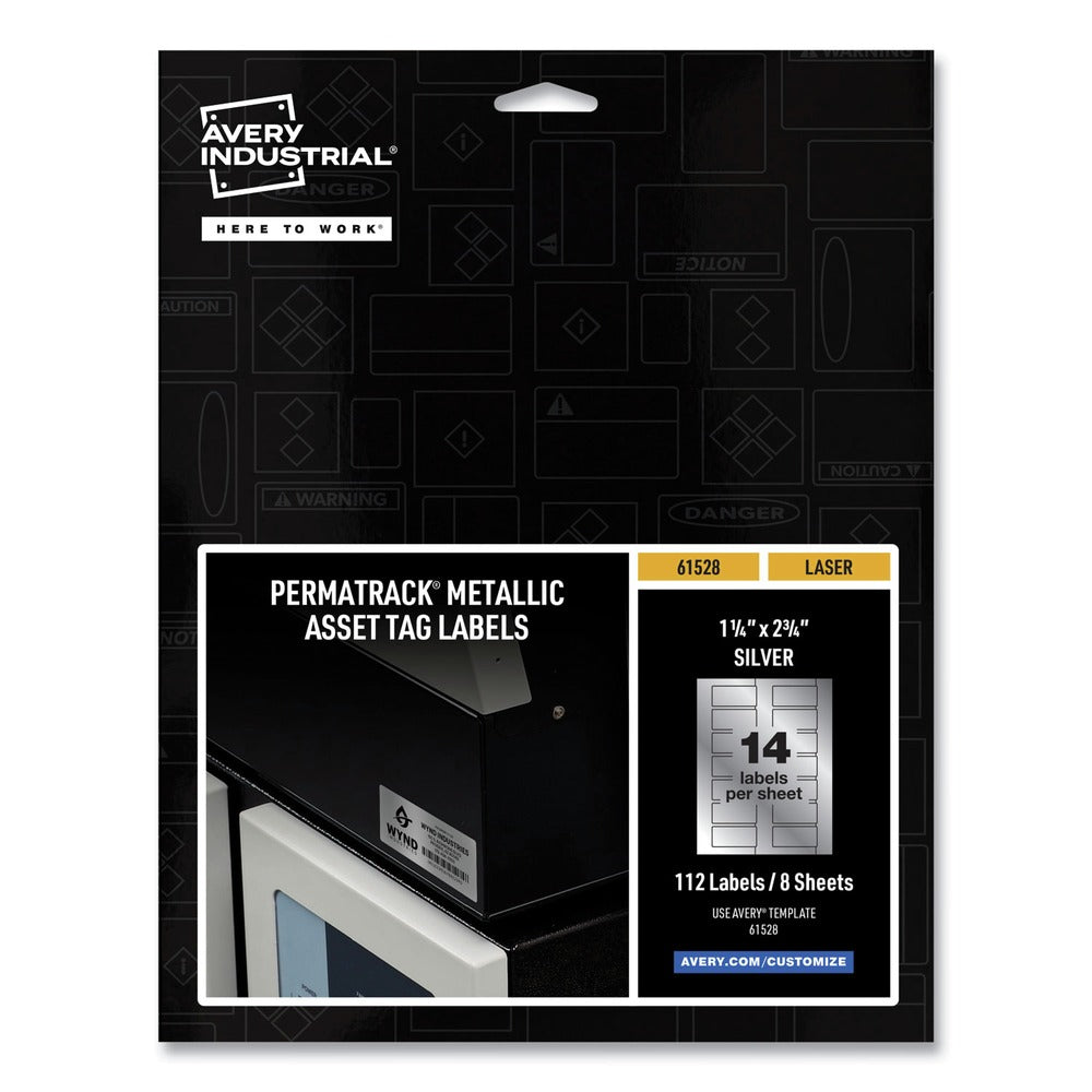 Avery PermaTrack 1.25 in. x 2.75 in. Laser Printers Asset Tag Labels - Metallic Silver (112/Pack)