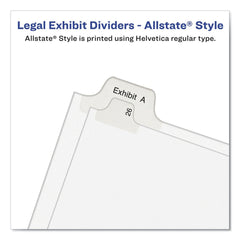 Avery 10-Tab "4-in 11 in. x 8.5 in. Allstate Style Preprinted Legal Exhibit Side Tab Index Dividers - White (25/Pack)